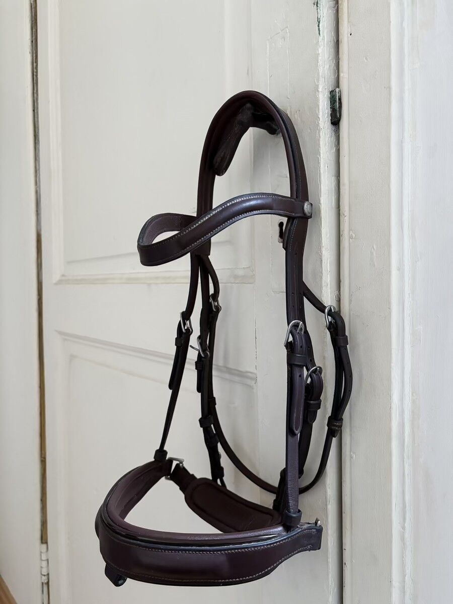 bridon anatomique Childeric en cuir brun taille cob/petit cheval