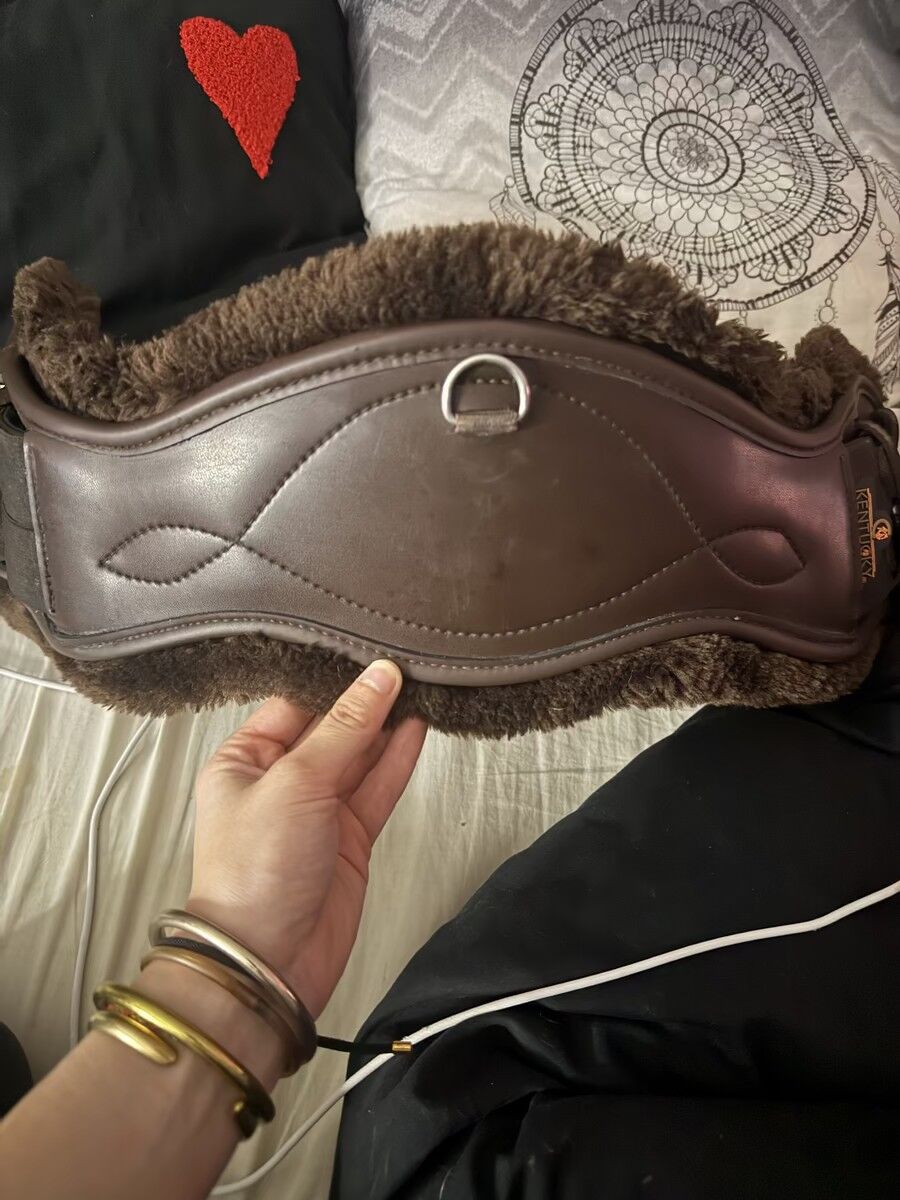 Sangle courte anatomique Kentucky marron 65 cm + 2 moutons amovibles