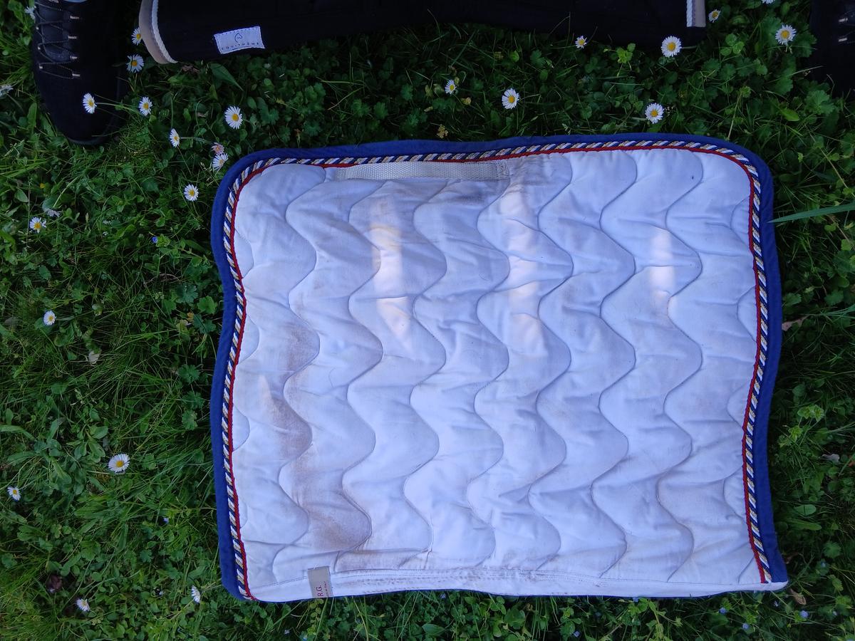 Tapis de dressage concours blanc triple liseret RG