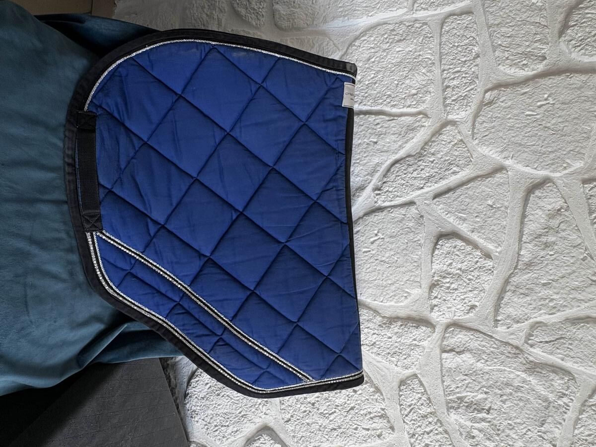 tapis de selle Cristina Sport bleu roi à strass