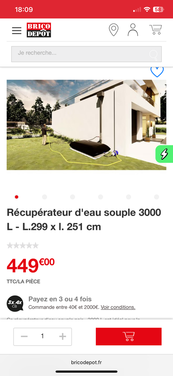 Récupérateur d’eau souple 3000L
