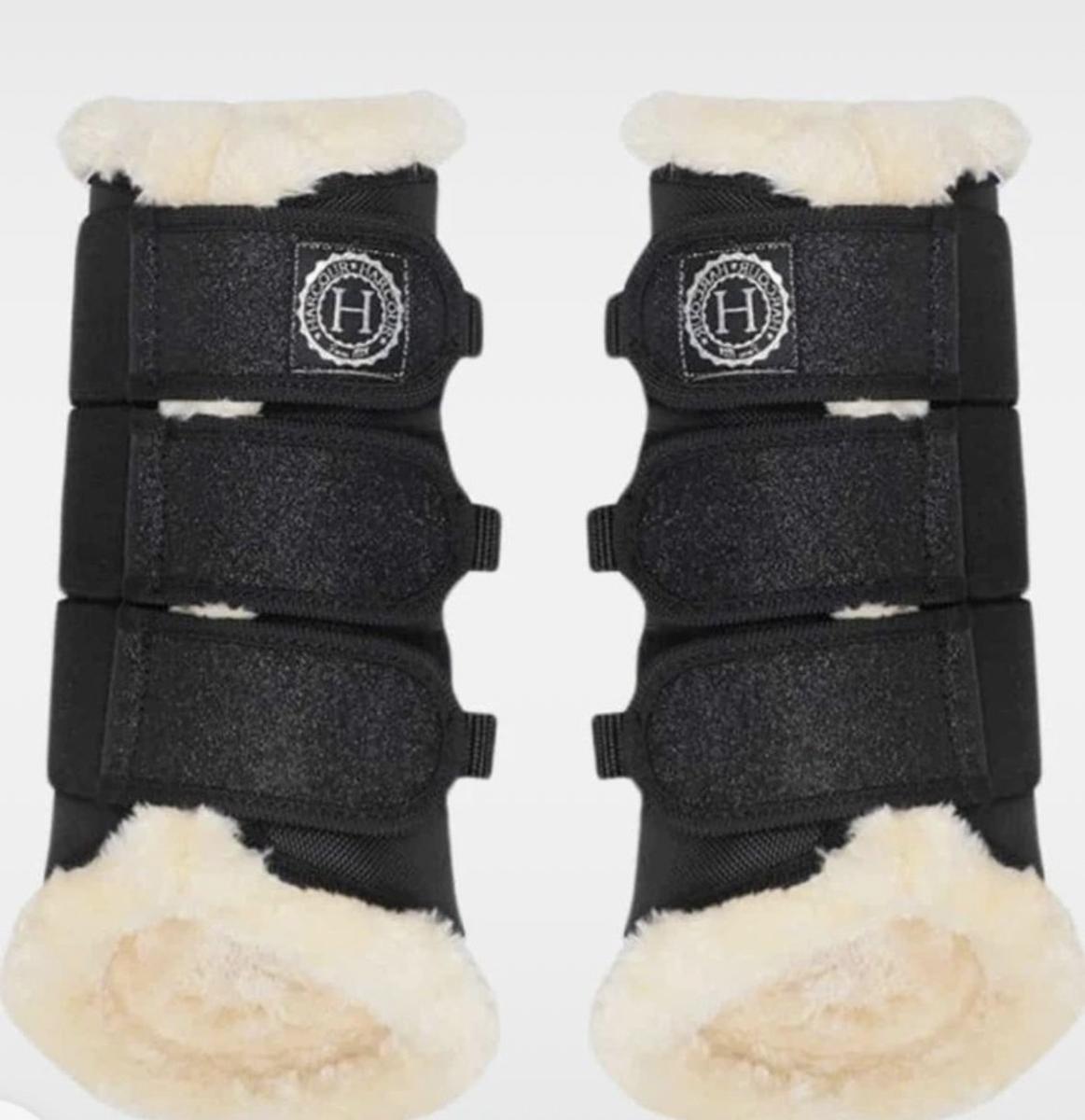 Guêtres mouton noires pailletées Harcour XL– Très bon état