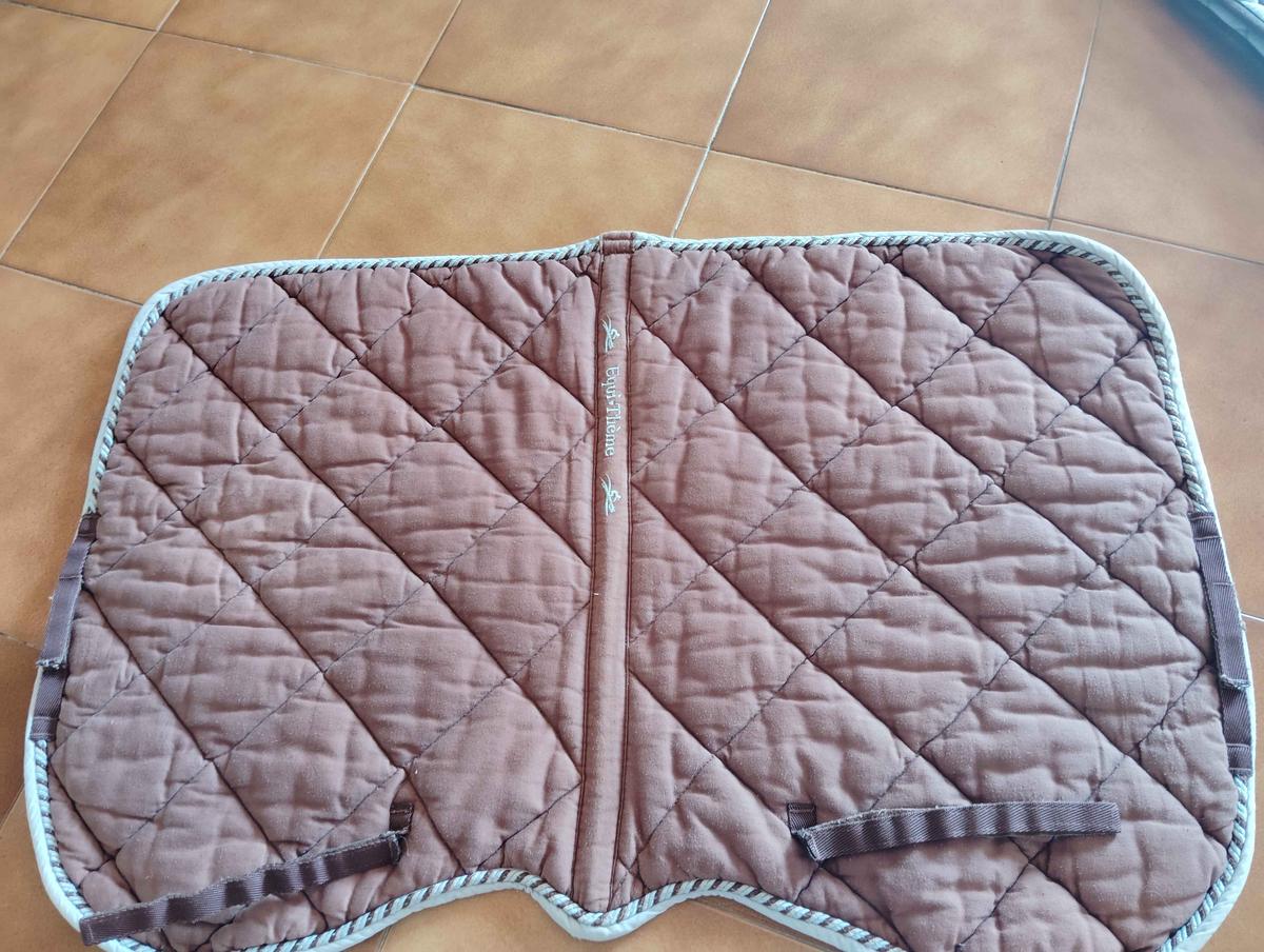 tapis marron avec contour bleu ciel