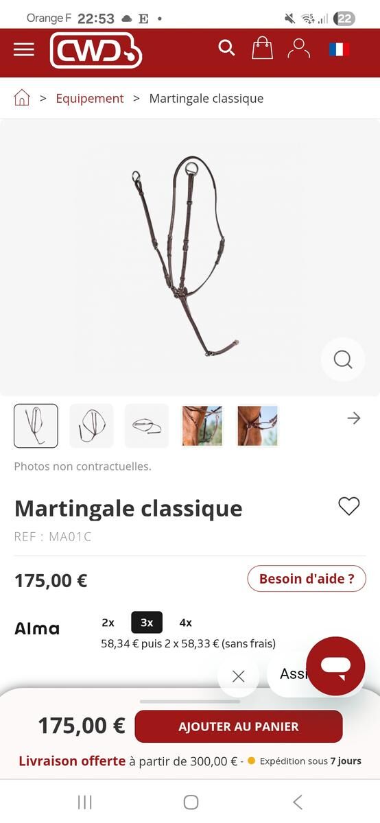 Martingale CWD havane taille 3