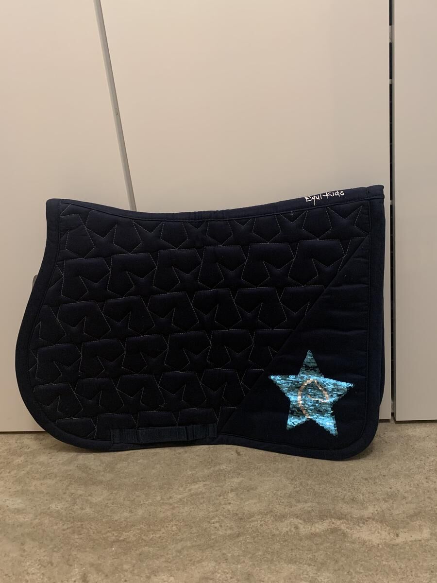 TAPIS EQUIKIDS SEQUINS BLEU MARINE PONEY