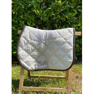Tapis blanc avec bordure simili cuir croco marron